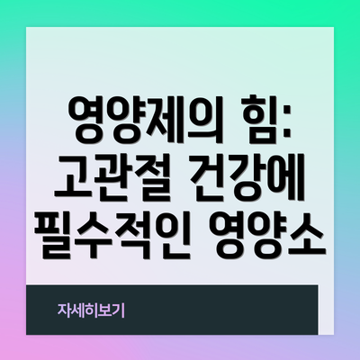영양제의 힘: 고관절 건강에 필수적인 영양소