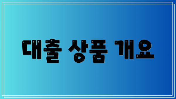 대출 상품 개요
