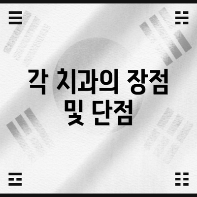 각 치과의 장점 및 단점
