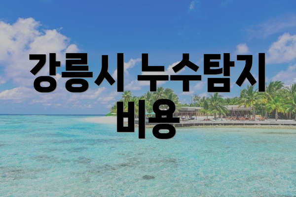 강릉시 누수탐지 비용