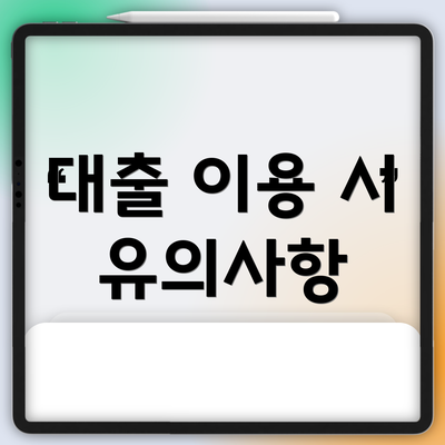 대출 이용 시 유의사항