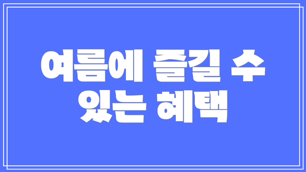 여름에 즐길 수 있는 혜택