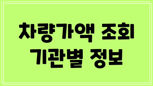 차량가액 조회 기관별 정보