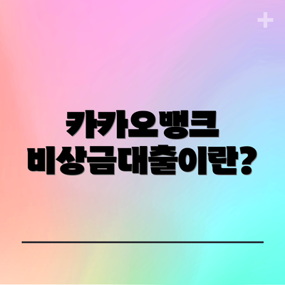 카카오뱅크 비상금대출이란?