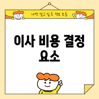이사 비용 결정 요소